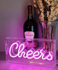 Neon Sign USB LED Light Up Bar Sign For Party Home Decor Desk Lightbox 3D Wall Neon Lamp with pink 'Cheers' text