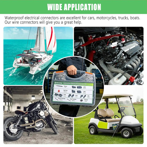 Get The Ultimate 53 Sets Weather Pack Connectors Kit With Crimping Tools And Terminal Removers For Auto Wiring Repairs In One Sleek Storage Case. waterproof wire connectors for cars, boats, motorcycles, and golf carts