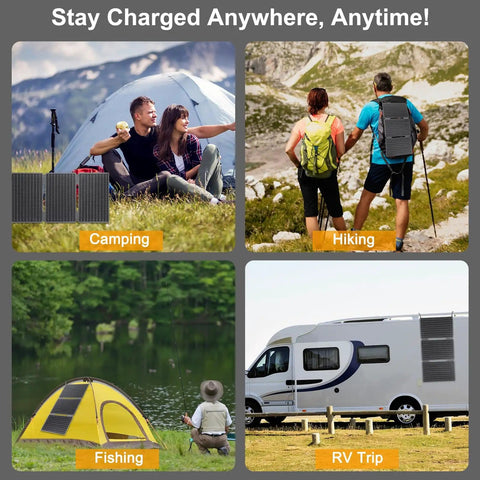 Compact Foldable 30W Solar Panel Kit With 18V ETFE Panels USB 3 0 Type C And DC Outputs For Fast Charging on camping, hiking, fishing, and RV trip