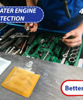 Mechanic organizing tools with oil filtration products showcasing greater engine protection.