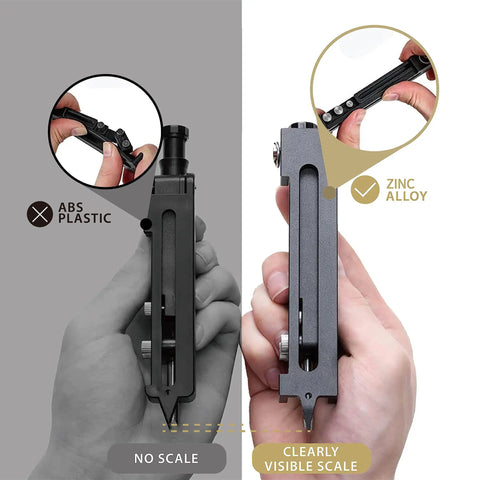 Killer Multi Function Scribing Tool And Precision Gauge With A Built In Carpenter Pencil Rock Solid Zinc Alloy Build for precise measurements.