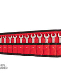 14-Tool Stubby Wrench Pouch Roll For 6-19 mm Wrenches, Clear Size Markings, Pro Grade, Durable USA Made Tool Organizer, empty pockets.