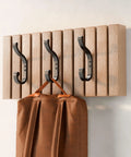 Heavy Duty Wall Mount Coat Hooks Set Of 4, Each Holds Up To 30 Lbs, wide rugged hanger hooks on wood panel holding coat