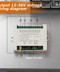 Four Channel 433 MHz Wireless Relay Switch Remote Control For Garage Door Opener And Industrial Control With 12V 24V 36V DC Compatibility Up To 600 Feet Long Range Transmitter wiring diagram, 4-channel module