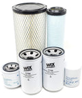 Maintenance Filter Kit For Kubota M6800 Series With V3300 E Engine All In One Replacement Set shown with lube, hydraulic, fuel spin-on, and air filters.