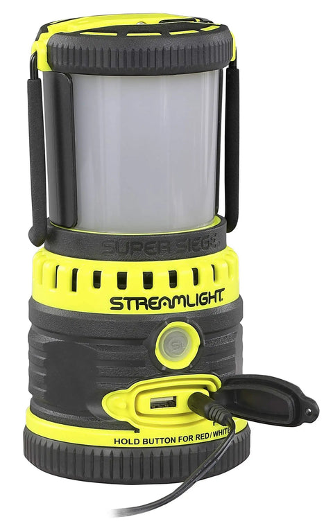 1100 Lumen Rechargeable Outdoor Hand Lantern Flashlight With 120V AC Charger And Portable USB Power Bank, yellow rugged design