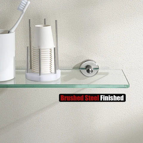 Glass Shower Shelf With 8mm Tempered Glass 20 By 5 Inches 304 Stainless Steel Brushed Finish Wall Mount Organizer For Bathroom Rust Resistant Keeps Your Shower Stuff Neatly Secured
