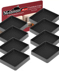Eight Piece Three Inch Square Black Caster Cups Heavy Duty Badass Grip Anti Skid for furniture leg floor protection