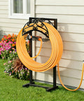 Heavy Duty Freestanding Garden Hose Holder With Reel Stand And Storage Basket No Brainer Outdoor Yard Organizer For Up To 150 Foot Hoses