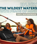 Group kayaking with orange Waterproof Dry Bag With Zippered Pocket And Phone Case 20L For Boating Camping Fishing Beach Kayak Gear