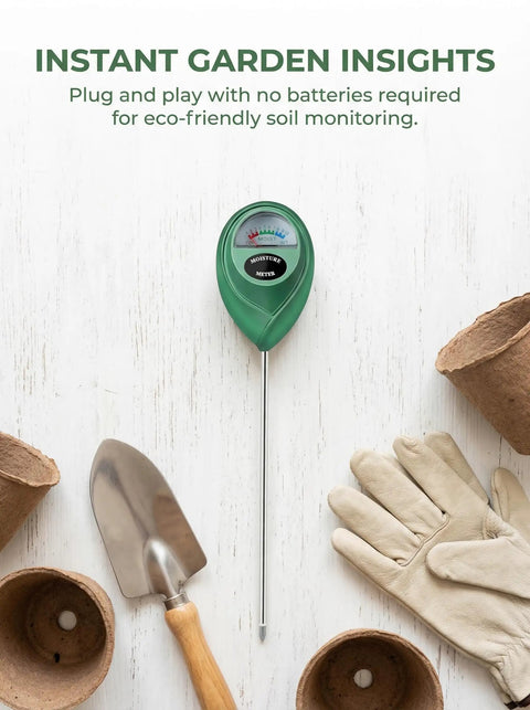 Moisture Meter For Plants No Batteries Needed Garden Water Monitor With Hygrometer Dial For Indoor And Outdoor Gardening Tools For Plant Fam To Prevent Overwatering And Underwatering And Promote Healthier Growth, green dial meter