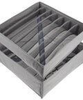 Multi Pocket Cloth Drawer Organizer For Bras Socks Ties And Briefs A Big Time Game Changer For Your Closet. Grey fabric organizer with compartments.