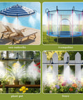 100 Ft Drip Irrigation System For Garden With 16 Adjustable Brass Nozzles And Bendable Rods used for sun umbrella, trampoline, plants, and fence.