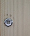 Built Tough M6 X 40mm Flat Socket Cap Allen Bolts Rivet Connectors embedded in wood, showcasing 304 stainless steel design.