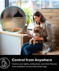 Woman using phone to control Smart Dimmer Switch For Single Pole Lights With Neutral Wire Required 2.4GHz WiFi Plays Nice With Alexa