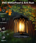 Hangin Solar Lanterns For Outdoors Waterproof 2 Pack Clip And Handle Patio Garden Lights showing IP65 waterproof feature in rain