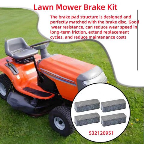 Orange lawn tractor with Replacement Lawn Mower Brake Pad Kit Heavy Duty 4 Pack Fits Craftsman Poulan AYP John Deere Husqvarna 532120951