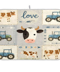 Farm Themed Dish Drying Mat With Cows And Tractor Design, Extra Large 18x24 Inches, farmhouse style with cow and tractor images