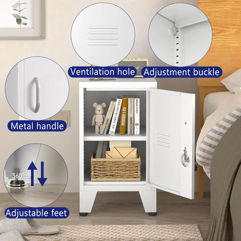 24.4 Inch High Metal Locker Cabinet With One Door And Adjustable Shelves, Free Standing Pantry Storage with open door view