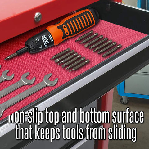 Heavy Duty Tool Box Liner 18 Inch By 24 Feet 3 mm Thick Stay Put Surface That Grips Tools And Keeps Them Protected And Organized