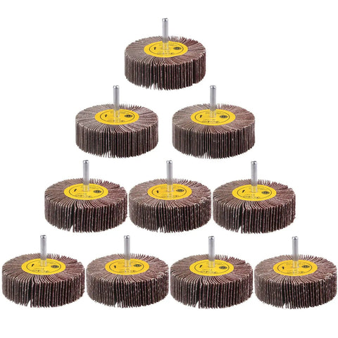 One Quarter Inch Abrasive Flap Wheel Sander Set With 80 Grit Aluminum Oxide Flap Wheels Cylindrical Shape Sanding Wheels For Drills And Die Grinders Durable Metal Wood Plastic Buffing Kit