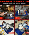 Heavy Duty Electric Knife Sharpener With Slick Variable Speed Control And Dual Sharpening Stone Setup, sharpening knives and scissors on workbench.