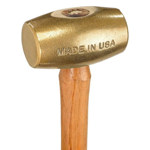 Brass Sledge Hammer With 32 Inch Wood Handle And 8 Pound Non Sparking Double Faced Head For Safe Strikes On Heavy Duty Job Sites