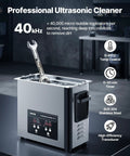 6L Stainless Steel Ultrasonic Cleaner With Digital Display And Cleaning Basket Kicks Grime Off Jewelry Watches And Tools Using Smooth 40 khz Waves to clean a wrench in a professional setting.