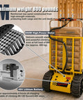 Huge Load Power Lift: Electric Stair Climbing Dolly With 360 Degree Turns For Heavy Gear Moving Smoothly Up And Down Steps On Any Floor Plus Extra Long Battery Life That Gets The Job Done Fast, showcasing motor and heavy-duty design.