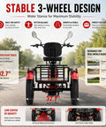 All Terrain Fat Tire Electric Tricycle For Adults With 750W Motor And Removable 48V 15.6Ah Battery, 3-wheel e-trike front view