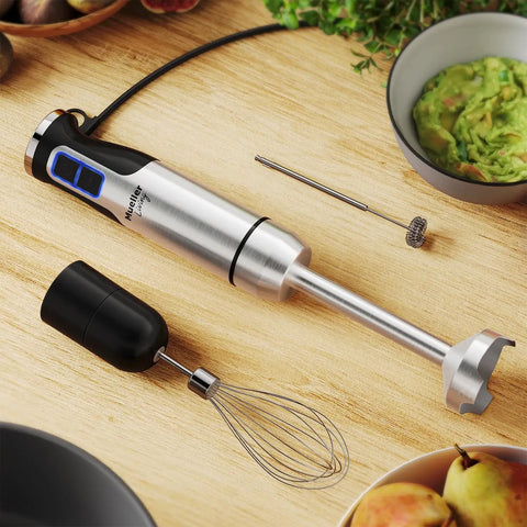 Ultra Power Immersion Hand Blender With 500W Motor And 8 Speed Turbo For Fast Blends Includes Blending Shaft Whisk Milk Frother