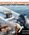 24V 50Ah LiFePO4 Battery For Trolling Motors, Boats And RVs With Built In 50A BMS in use on inflatable boat