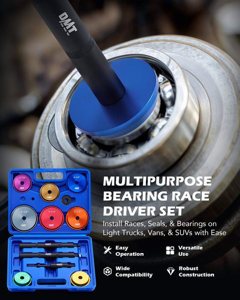Heavy Duty Bearing Race And Seal Driver Kit 15 Piece With 2 11 16 Inch To 4 1 8 Inch Adapters Knurled And Pneumatic Handles