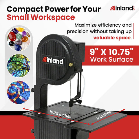 Stained Glass Band Table Cutter Kit Pro Grade With Diamond Blade Band, compact design with 9" x 10.75" work surface, for lapidary use