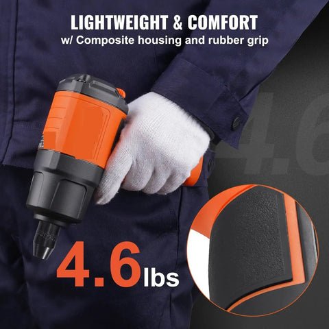 Heavy Duty 4.6 Lb Pneumatic Impact Wrench With 11 Piece 1/2 Inch Drive Steel Socket Set And Portable Carrying Case, showcasing composite housing and rubber grip.