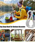 Spring snap hook carabiners, pair of 3-inch galvanized steel units.