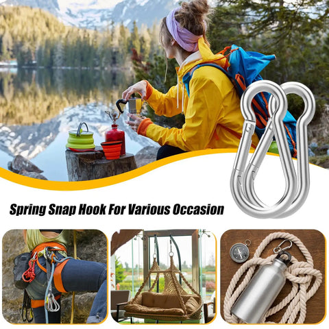 Heavy Duty Beefy Spring Snap Hook Carabiner Clip 4 Inch Quick Link Steel M10 Three Eighths Zinc Galvanized 770 Lbs Capacity outdoors