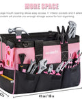Pink 219-Piece Tool Set For Women With 16 Inch Tool Bag, Ladies Home Repair Kit showing various tools and large 19-pocket design