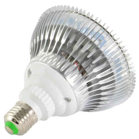 Deep Red 660nm And Near Infrared 850nm Red Light Therapy LED Bulb 54W High Power Light, showing a close-up of its metallic heatsink and socket.