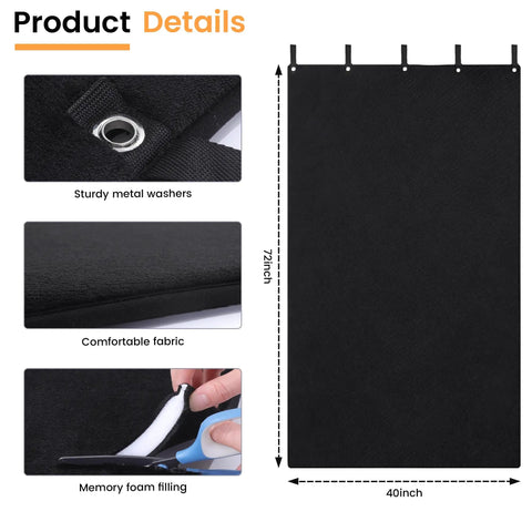 Heavy Duty Memory Foam Sound Dampening Blanket With Steel Grommets For Wall Hanging, 72x40 inch, showing metal grommets and foam filling.