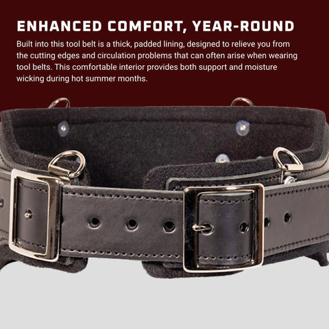 Stronghold 5 Inch Comfort Belt System With 2 Inch Leather Overbelt And Belt Loops, showcasing heavy duty buckle and padding