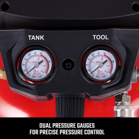 6 Gallon Portable Pancake Air Compressor Oil Free Max 150 Psi 1.0 HP 2.6 CFM At 90 Psi 120V Lightweight Electric Air Tool For Home Shop Projects With Carry Handle