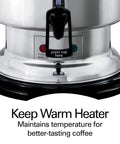 Commercial Coffee Urn And Hot Beverage Dispenser For 60 Cup Capacity Polished Stainless Steel Exterior One Hand Dispensing With Cup Trip Handle Keeps Beverages Warm With Built In Keep Warm Heater base view