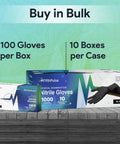 Heavy Duty Black Nitrile Gloves Extra Large Case Of One Thousand Medical Grade Powder Free Latex Free Disposable Exam Gloves displayed in bulk packaging.
