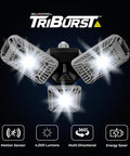 Triburst Motion Sensor LED Ceiling Light With 144 LEDs, 6500K Daylight, ultra bright panels, multi-directional view