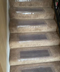 Clear Stair Tread Protectors Set Of 2 24 X 8 Inches Slip Resistant Vinyl Treads With Gripper Teeth For Carpeted Stairs Protection