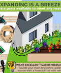 Drip Irrigation System Kit Complete Garden Watering Solution With Adjustable Emitters setup diagram with extra parts displayed