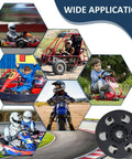 Centrifugal Clutch Set For Go Kart Mini Bike With Five Eighths Bore Twelve Tooth Sprocket And Hardware Kit With Number 35 Chain Fits Predator 212cc And Two To Six Point Five HP Engines Honda Clone Briggs Tecumseh; image showing multiple karting applications and clutch insets.