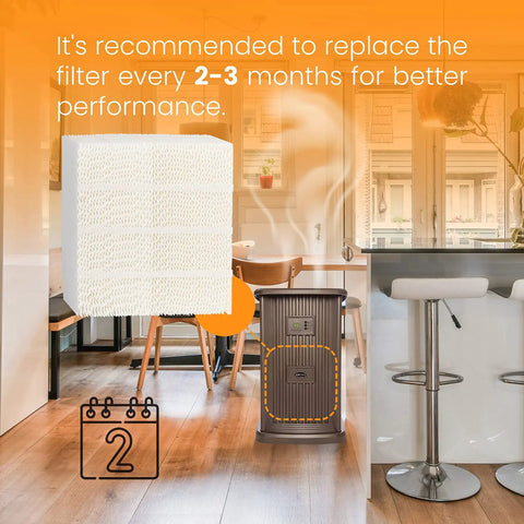 Premium 1043 Heavy Duty Humidifier Filter Replacement next to humidifier in modern kitchen setting