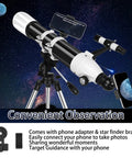 90mm Refractor Telescope With 900mm Focal Length For Adults And Beginners, 36x To 270x Magnification, AZ Mount displayed in use
